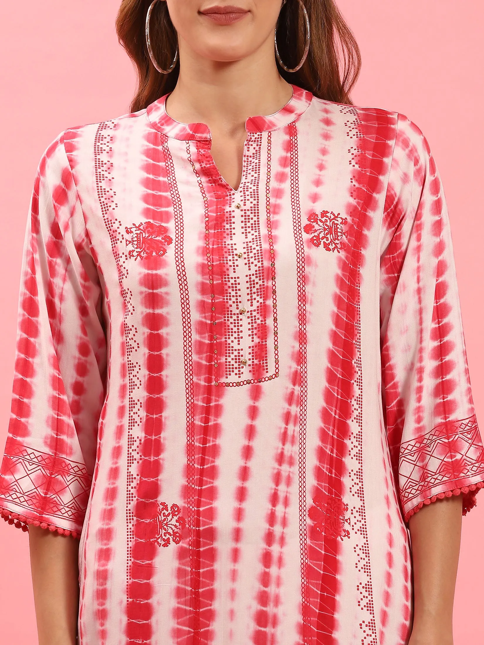 Women Coral Tie Dye Printed Kurta
