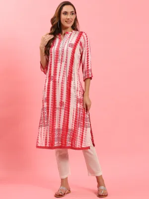 Women Coral Tie Dye Printed Kurta