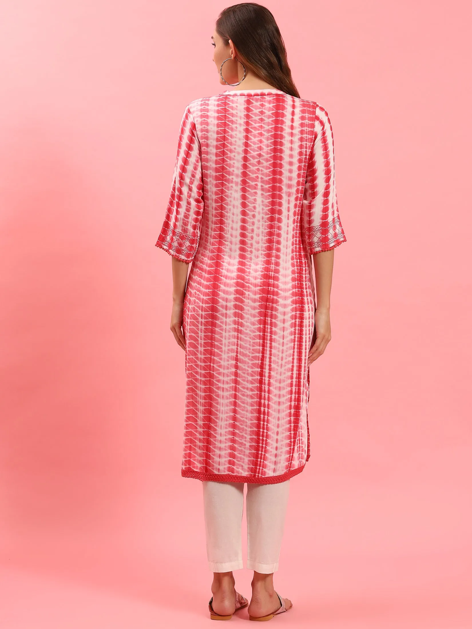 Women Coral Tie Dye Printed Kurta