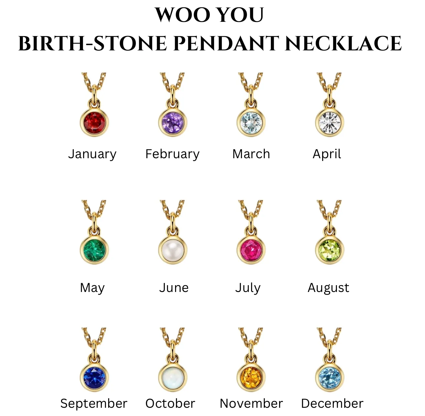 WooYou November Birthstone Pendant Necklace
