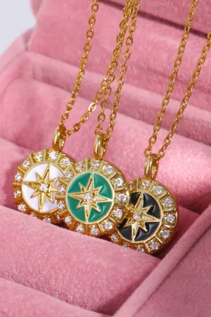 Zircon Decor North Star Pendant Copper Necklace
